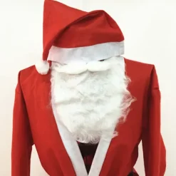 Julemandskostume i tykt non-woven stof, 5-delt kostume til mænd, juleforestillingstilbehør