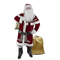 Julemandskostume til mænd Julefrokost Cosplay til voksne Rød Deluxe Fløjl Julemandskostume Xx