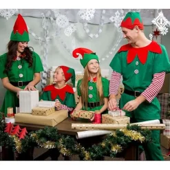Julemandskostumer - Julemandskostumer til drenge og piger med kjole, hat og julebælte 160 cm pigemodel 160cm girl's