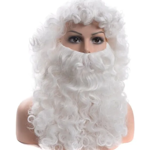 *Julemandsskjæg, naturligt luksuriøst fuldt og flerlags julemandsparyk, Ver*