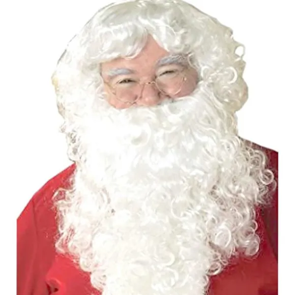 *Julemandsskjæg, naturligt luksuriøst fuldt og flerlags julemandsparyk, Ver*