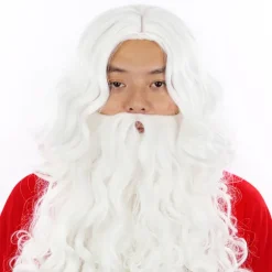 Julemandssæt med fuldskæg, hvidt julemandssæt med fuldskæg