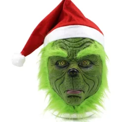 Julemaske og handsker, kostume rekvisitter, latex fuld hovedmaske