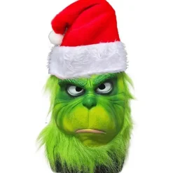 Julemaske og Handsker Kostume Geek Stole Halloween Cosplay Grinch and gloves
