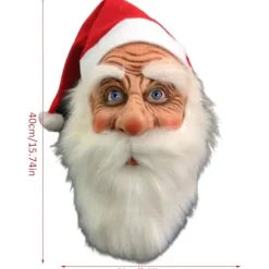 Julemaske, rød julehat, paryk, skæg, hætte