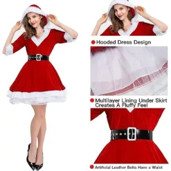 Julemor Fancy Dress Dame Jule V-hals Kjole Voksen P