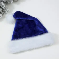 Juleplyshat Ekstra Tyk Stor Kugle Julemandshat Gammel Mands Hat (Blå)