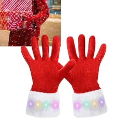 Jule-Røde Handsker Julemandshandsker Behagelige Lysende Handsker Til Juletemafest Klædning Op Kostume Tilbehør Red Adult