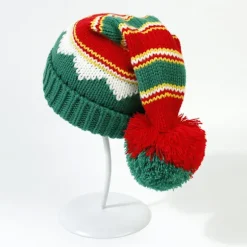 Julestrikkede huer - Elf Strikket Julemand Strikkehue med Pompom til Voksne Børn Adult
