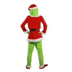 Julfest cosplay Grinch kostume maske barn/voksen Endast grön huva