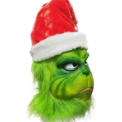 Julmaske og handsker Kostume Geek Stole Halloween Cosplay{FY} Grinch mask