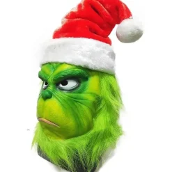 Julmaske og handsker Kostume Geek Stole Halloween Cosplay{FY} Grinch mask
