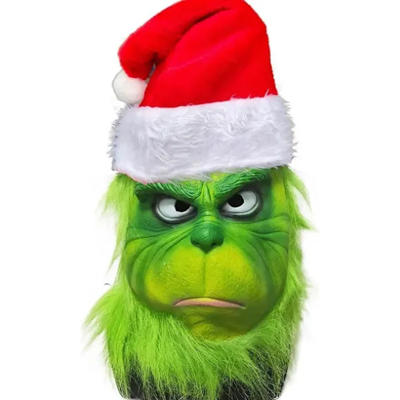 Julmaske og handsker Kostume Geek Stole Halloween Cosplay Grinch mask