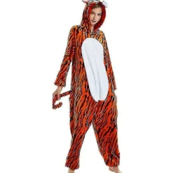 Jumping Tiger Langærmet Onesie Mænd Kvinder Flannel Varm Panda Pyjamas Onepiece Voksen Dyrepyjamas Onesies L (Højde 168-178CM) Jumping Tiger Jumping Tiger L (Height 168-178CM) | Fyndiq