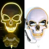 JUSCH Halloween Maske Spøgelseshoved Klovn Koldlys LED Glødende Kraniemaske til Maskerade, Fødselsdagsfest (gult lys)