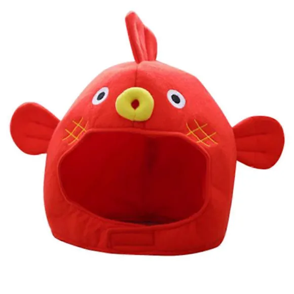 Justerbar Kuglefiskehovedbeklædning Sjov Cosplay Hat Tegneserie Fotorekvisitter (Rød)_Overraskelse Red