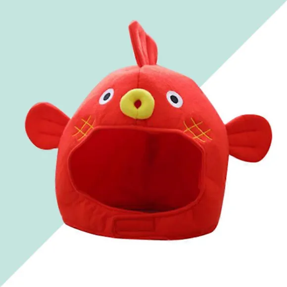 Justerbar Kuglefiskehovedbeklædning Sjov Cosplay Hat Tegneserie Fotorekvisitter (Rød)_Overraskelse Red