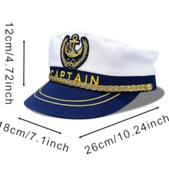 Justerbar marineblå kasket med marineblå skygge og gyldne detaljer, ideel til udendørs aktiviteter, strandfester og cosplay-arrangementer White/Adjustable Style | Fyndiq