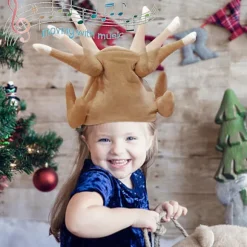 Kalkun Thanksgiving Hat Bevæger sig med Musik Nyhed Kogt Kylling Fugl Julemand Fancy Dress