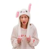Kanin Hat Ører Bevæger Sig Hoppende Sjov Kanin Plys Hat Kvinder Piger Cosplay Jul Fest Ferie Hat (Hvid)