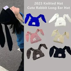 Kanin Langøre Hat Strikket Hat Varmt Hætte Unisex Hætte Beanie Langøre Hat Bunnyhat