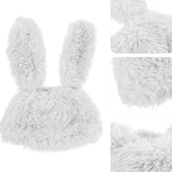 Kaninhat, Kaninører, Sjov Plys Hat, Pelskaninhat, Dyrehat, Festfotorekvisit White