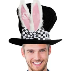 Kaninøre Hat Fløjl Justerbar Sort Påske Fest og Halloween Kostume Tilbehør[D]