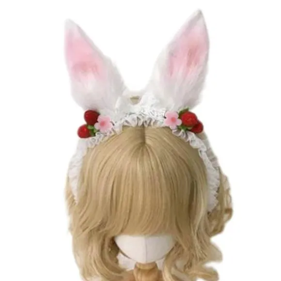 Kaninører Hårbånd Plys Kaninører Hårklemmer Kostume Hårtilbehør til Børn Voksne Cosplay Festgave 3 Stilarter Raspberry Bunny Ear