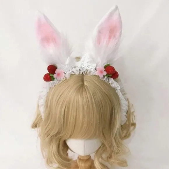 Kaninører Hårbånd Plys Kaninører Hårklemmer Kostume Hårtilbehør til Børn Voksne Cosplay Festgave 3 Stilarter Raspberry Bunny Ear