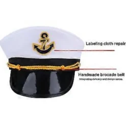 Kaptajn Hat Voksen Yacht Båd Hat Marine Officer Hat Voksen Navigationshovedbeklædning til Strandferier og Picnic gylden stor pil golden big arrow