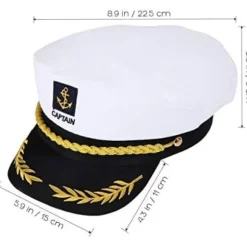 Kaptajnshat til voksne - Hvid Yachting Sømand Admiral Kostume Tilbehør, One Size[JSR]
