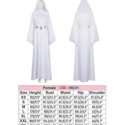 Karneval 2024 Børn Voksen Rumkamp Prinsesse Kostume Fancy Dress Festtøj Hvid Kåbe Rollespil Leia Cosplay Kostume Adult S