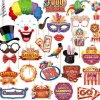 Karneval Foto Booth Rekvisitter, 30 stk. Cirkus Karneval Foto Rekvisitter - Karneval Tema Fest Dekorationer Selfie Billed Rekvisitter, Cirkus Foto Booth Rekvisitter Fest | Fyndiq