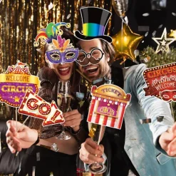 Karneval Foto Booth Rekvisitter, 30 stk. Cirkus Karneval Foto Rekvisitter - Karneval Tema Fest Dekorationer Selfie Billed Rekvisitter, Cirkus Foto Booth Rekvisitter Fest | Fyndiq