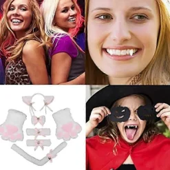 Kat Cosplay Sæt Katteører og Hale Sæt Kattekostume Sæt Ører