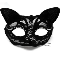 Kat Masquerade Maske Luksuriøs Sexet Katte Maske med Perledekoration