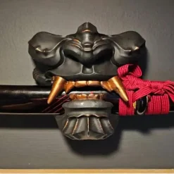 Katana Maske Vægholder Vægmonteret Stativ Japansk Sort Samurai [DB] As Shown