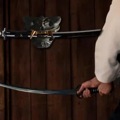 Katana Maske Vægholder Vægmonteret Stativ Japansk Sort Samurai [DB] As Shown