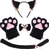 Katte Cosplay Kostume Sæt - Killingehale, Ører, Halsbånd, Pote, Handsker - Halloween Tilbehør (5 stk)