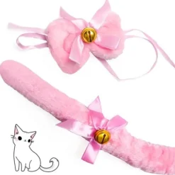 Katte Cosplay Kostume Sæt - Killingehale, Ører, Halsbånd, Pote, Handsker - Halloween Tilbehør (5 stk.)-X42-
