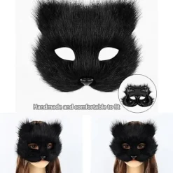 Katte Maske Hale Sæt, Faux Pels Therian Rævemaske Dyr Lang Hale Halloween Julefrokost Kostume til Piger Kvinder