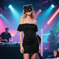 Katte Maske Hale Sæt, Faux Pels Therian Rævemaske Dyr Lang Hale Halloween Julefrokost Kostume til Piger Kvinder