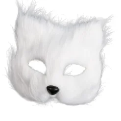 Katte Ræv Maske Pels Ræv Maske Øjenmaske Dyr Cosplay Kostume Maskerade Voksne Karneval Halloween Maske Party Rekvisitter Hvid White