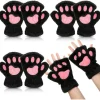 Katteklo-Håndske 3 Par Håndske Katteklo Cosplay Kunstig Pels Blød Kattehåndske Løveklo Fingerløse Håndske til Piger Kvinder