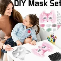 Kattemaske med pels og mesh-øje, blanke papirmasker til gør-det-selv, hvide malepapirmasker, kattemaske til gør-det-selv Halloween Mardi Gras-fest Rose-29pcs | Fyndiq