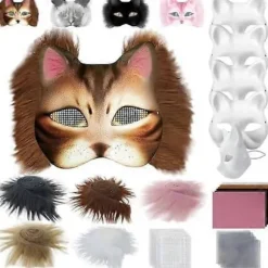 Kattemaske med pels og mesh-øje, blanke papirmasker til gør-det-selv, hvide malepapirmasker, kattemaske til gør-det-selv Halloween Mardi Gras-fest{AZC} Maroon-29pcs | Fyndiq