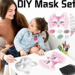 Kattemaske med pels og netøje, tomme papirmasker til gør-det-selv, hvide malepapirmasker, kattemaske til gør-det-selv Halloween Mardi Gras-fest_tfrf Rose-29pcs | Fyndiq