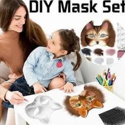 Kattemaske med pels og netøje, DIY blanke papirmasker, hvide malepapirmasker, kattemaske til DIY Halloween Mardi Gras fest Marron-29 stk Marron-29pcs | Fyndiq
