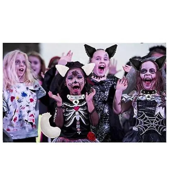 Katteøre Hårklemme Kostume Halloween Fest Hals Chocker Cosplay Sæt (blå)
