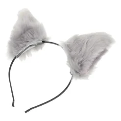 Katteører Kvinder Furry Hårbøjle Hårtilbehør til Kostumefester Karneval Grå 1 pakke [DB] Grey Size 5